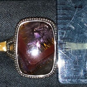 Sterling silver and genuine amethyst cacoxenite ring size 9